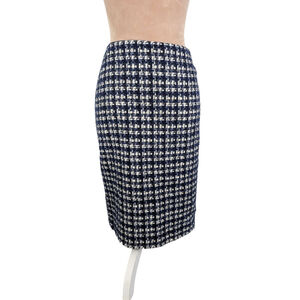 Lafayette 148 Tweed Pencil Skirt Wool Blend 10 Blue White Classic Preppy Luxury